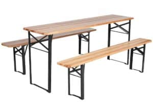 Giantex 3 PCS Beer Table Bench Set Folding Wooden Top Picnic Table Patio Garden: Best Wood Picnic Tables