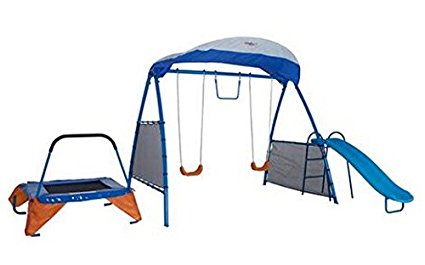 IronKids Playground with swings, slide, and trampoline: Best Swing Sets for Small Backyards