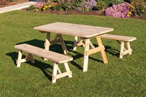 Amish-made 4' Pine Wood Picnic Table With Detached Benches: Best Wood Picnic Tables