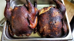 smoked chickens