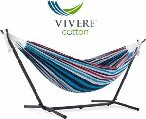 blue two person hammock, free standing