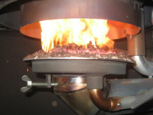 Inside of a wood pellet heater