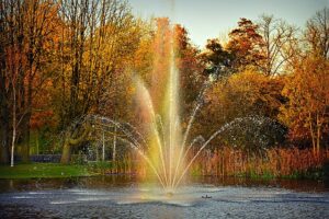 fountain in pond